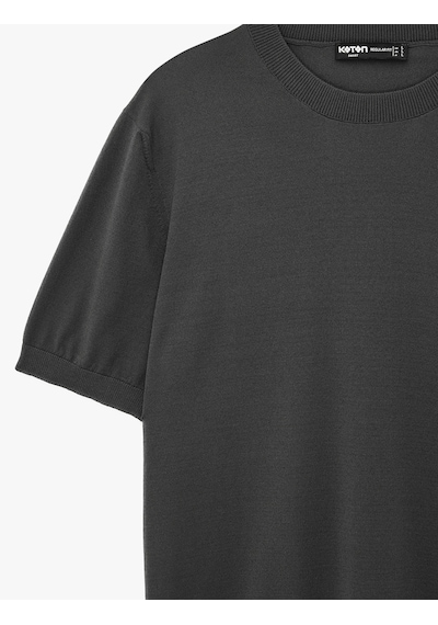 Koton Regular Fit Bisiklet Yaka Viskon Karışımlı Kısa Kollu Basic Triko Tişört Antrasit 6sam70052ht Koton Regular Fit Bisiklet Yaka Viskon Karışımlı Kısa Kollu Basic Triko Tişört Antrasit 6sam70052ht