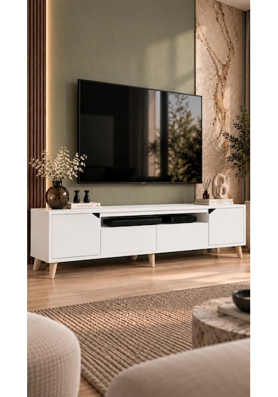 Legno Premium 180cm Modern Tv Ünitesi-beyaz