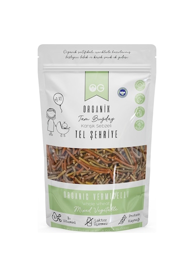 OG natural Organik Karışık Sebzeli Tam Buğday Tel Şehriye 180 Gr +7 Ay