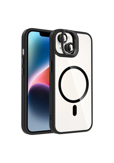 Joko Apple İphone 15 Plus Remim Lensli Magsafe Standlı Kapak - Siyah 0.2M-Çok Renkli