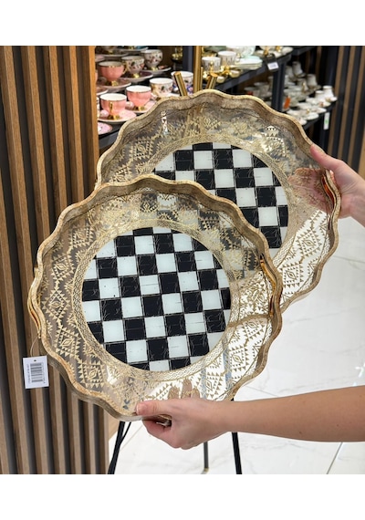2li Damas Dantel Lüks Tepsi-5220 Çok Renkli