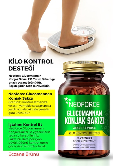 Neoforce Glucomannan Konjak Sakızı 60 Kapsül - Kilo Kontrol Desteği
