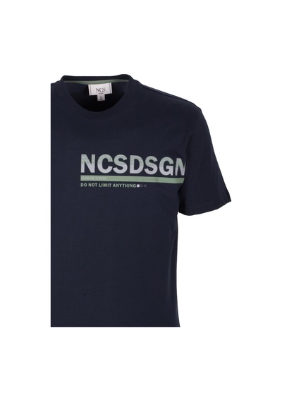 Erkek Tişört Bisiklet Yaka Lacivert Slim Fit Baskılı T-shirt Ncs Jeans 1296 Lacivert