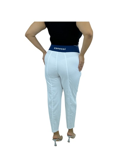 Büyük Beden Mom Beli Lastikli Yüksek Bel Kadın Pantolon Beyaz