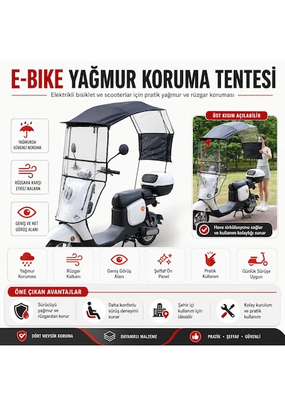 E Bike - Scooter Çok Fonksiyonel Rüzgarlık Tente