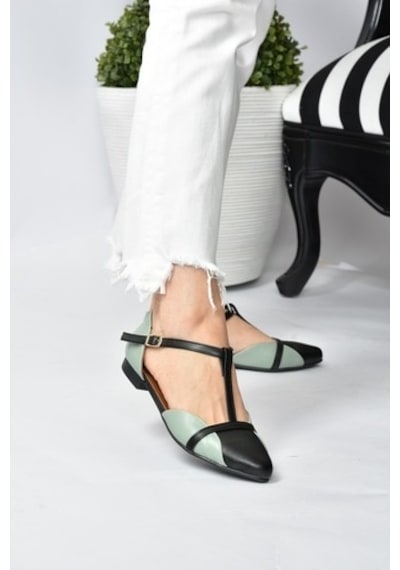 Fox Shoes Yeşil/Siyah Kadın Babet B726881809 Yeşil - Siyah Fox Shoes Yeşil/Siyah Kadın Babet B726881809 Yeşil - Siyah