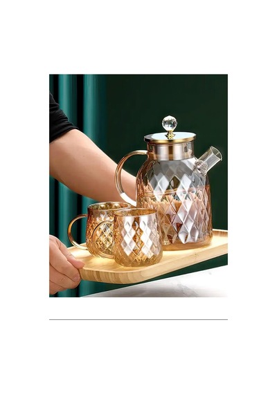 Kabartmalı Bambu Kapaklı Borosilikat Cam Demlik 1500ml Royaleks-cm-2005 Diğer