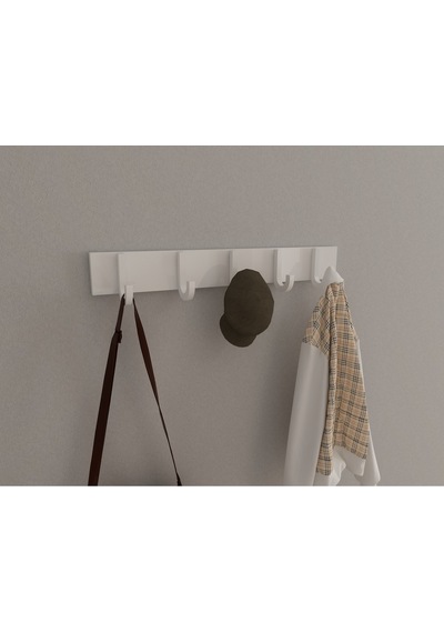 Hepsi3boyutlu Modern Duvar & Kapı Baston Askılık - 5 Adet Beyaz J Askılık - Model No : 6 Beyaz