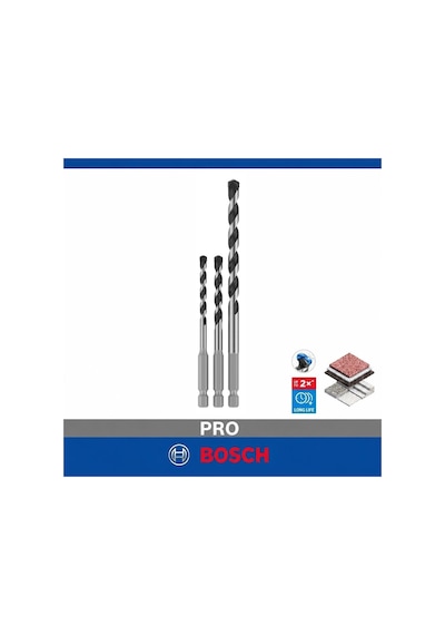 Bosch Pro Hex-5 3'lü Beton Matkap Ucu Seti 5-6-8 Mm 2608707003