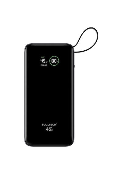 Fulltech Fp54 10000mah 45w Pd Hızlı Şarjlı Powerbank 45w Kablosuz Şarj Entegre Usb-c Kablo Dij Siyah