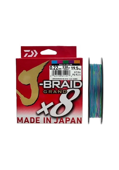 Daiwa J-braid Grand 300m 0.22mm 8x Multi Color İp Misina