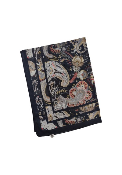 Mim Eşarp Mısırlı Eşarp Etnik Desenli Pamuklu Şal 75x190 Cm Siyah - Vizon