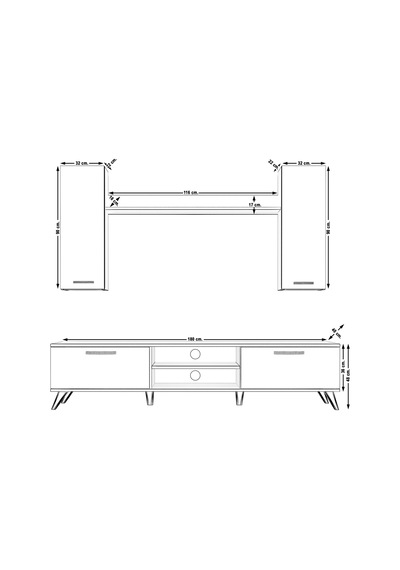 Decoraktiv Eko 5d Mdf Dvd Retro Tv Ünitesi Tv Sehpası Beyaz - Antrasit
