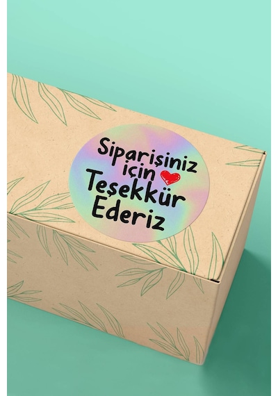 Hologram Kalpli Teşekkür Ederiz Sticker 3x3cm St2363 Çok Renkli