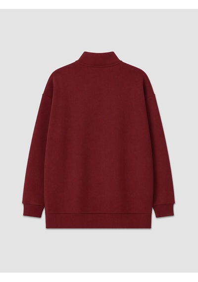 LC Waikiki Lc Waıkıkı Bordo Dik Yaka Kadın Sweatshirt Tunik