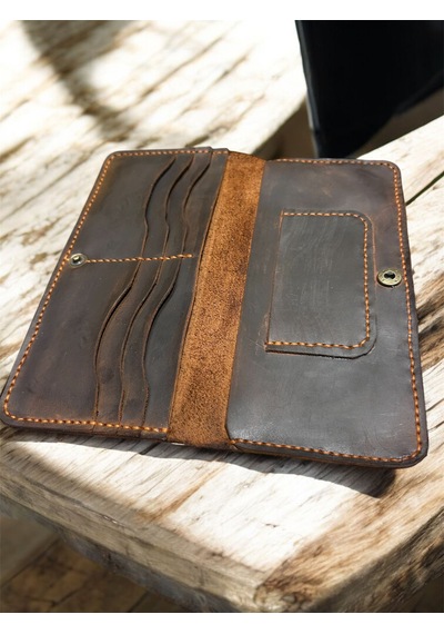 Parla Leather Samira El Yapımı Hakiki Deri Kart Cüzdan Kadın Erkek Kahverengi - Taba