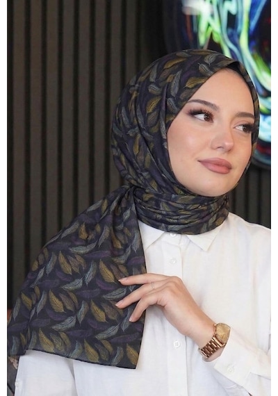 Dalgalı Desen Mor Soft Pamuk Şal Lila Açik Gri