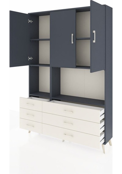 Arges Dolap 6 Raflı 6 Çekmeceli 3 Kapaklı 132x30x195 Antrasit-antrasit/aytaşı Antrasıt/aytası Arges Dolap 6 Raflı 6 Çekmeceli 3 Kapaklı 132x30x195 Antrasit-antrasit/aytaşı Antrasıt/aytası