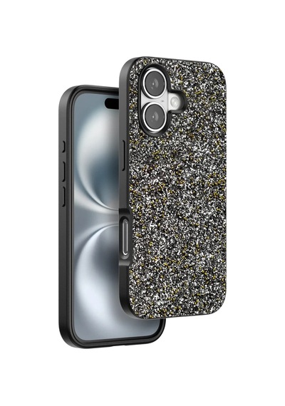Onegif Apple Uyumlu iPhone 16 Plus Bright Simli Kapak - Gümüş H31