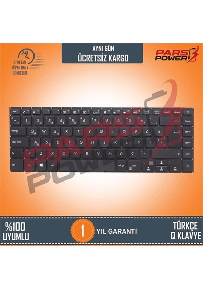 Asus Uyumlu VivoBook X510QA, X510QR Notebook Klavye (Siyah TR) (Pars Power) Siyah 827534
