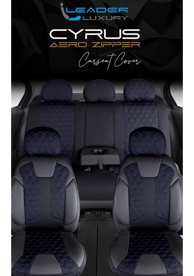 Tr Fiat Egea Sedan İle Uyumlu Lüx Deri Detaylı Oto Koltuk Kılıfı Ön Arka Takım Cyrus Siyah Mavi Genel
