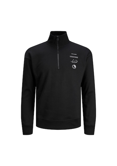 Jack & Jones Jack&jones Dik Yaka Regular Fit Siyah Erkek Sweatshirt 12242262 001