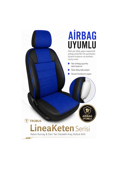 Renault Broadway 1990-2000 Uyumlu Lineaketen Serisi Ortopedik Mavi Siyah Mavi Koltuk Kılıfı
