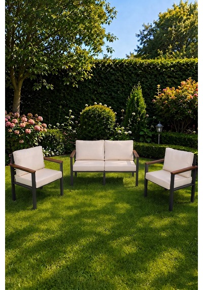 Neokas Balkon Takımı, 1 + 1 + 2 Bahçe Takımı,masasız, Bekleme Alanı Koltuğu, Beyaz