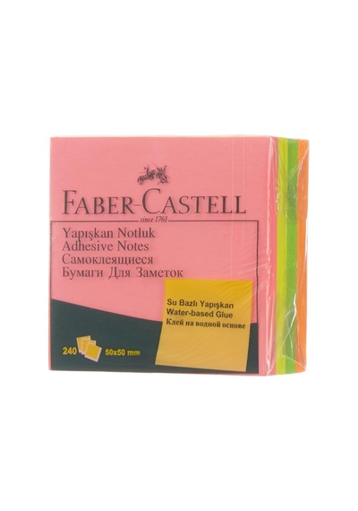Faber-castell Yapışkan Notluk 50x50mm, Karışık Fosforlu Renkli Mini Küp