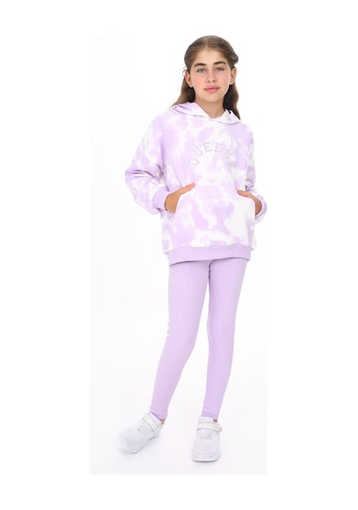 Toontoy Kids Toontoy Kız Çocuk Batik Desenli Taytlı Takım Lila