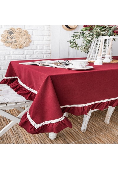 Premium Keten Bordo Özel Seri Masa Örtüsü Bordo