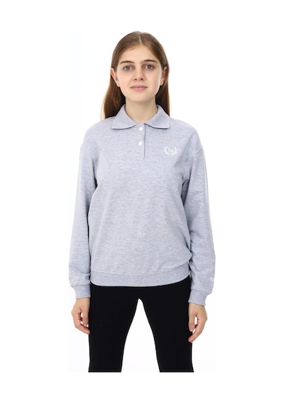 Toontoy Kız Çocuk Çelenk Tnty Baskılı Sweatshirt Gri Melanj