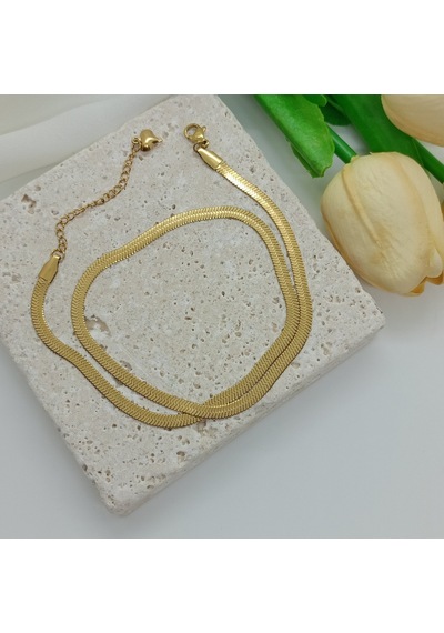 Lente Aksesuar Çelik İtalyan Ezme Zincir Kolye Gold
