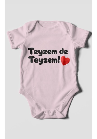 Morivokids Teyzem De Teyzem Kısa Kollu Bebek Body %100 Pamuk Bebe Pembe