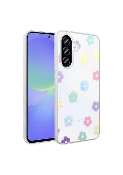 Samsung Uyumlu Galaxy A36 Kılıf Şeffaf Figürlü Zore Folk Sert Kapak Papatya