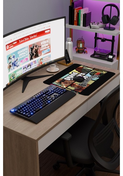 Gta San Andreas Kaymaz Dikişli Kauçuk Oyuncu Mousepad V4 - 48x40 Xl Gaming Mouse Pad Fare Altlığı