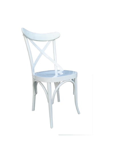 Sandalye St Çapraz Model Kayın Retro Ayak Babyface Kumaş Döşeme Parlak Beyaz