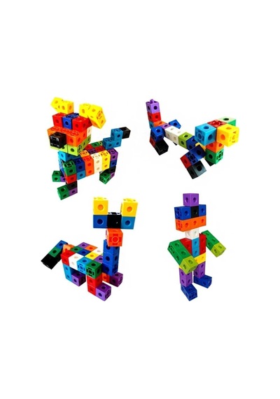 Geçmeli Birim Küpler - Snap Cubes - Matematik Küpleri - Akıl Küpleri - 100 Parça - 2x2x2 Cm