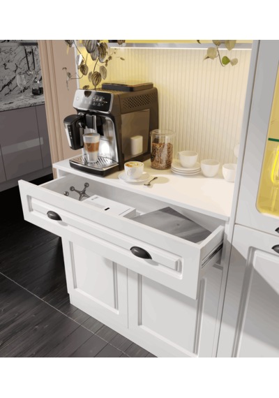 Guneystore Armoni Black Midi Kahve Köşesi Sağ Vitrinli Komple Mdf Beyaz