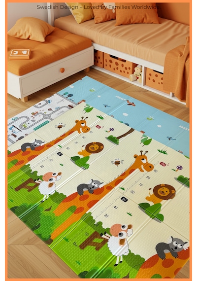 Safari Walk Çift Taraflı Katlanabilir Oyun Halısı Ve Matı Premium Seri Taşıma Çantalı-180x120
