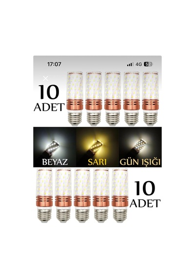 Tr Winlight 10 Adet E14 Duylu Mısır Led Ampül 12w 3 Renkli Genel