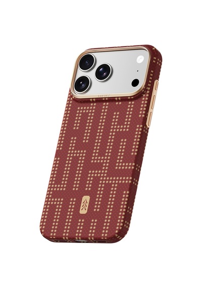 Apple iPhone 18 Pro Max Uyumlu Kılıf M-safe Şarj Özellikli Raptic Aramid Skin Serisi Karbon Kapak Kırmızı