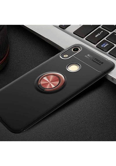 Huawei Y6s 2019 Kılıf Zore Ravel Silikon Kapak Siyah-Rose Gold