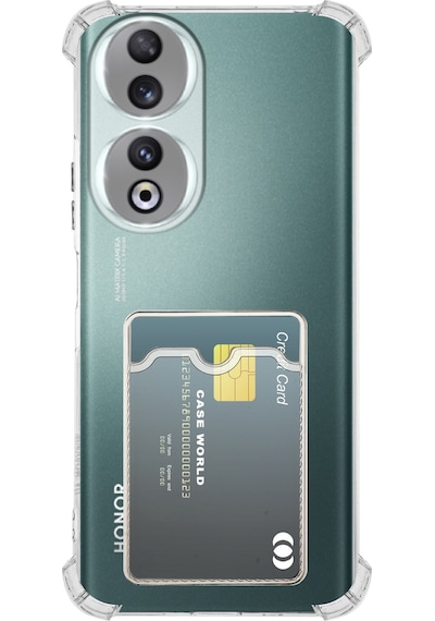 Honor 90 Kapak Kamera Korumalı Kartlıklı Darbe Emici Özellikli Şeffaf Silikon Kılıf