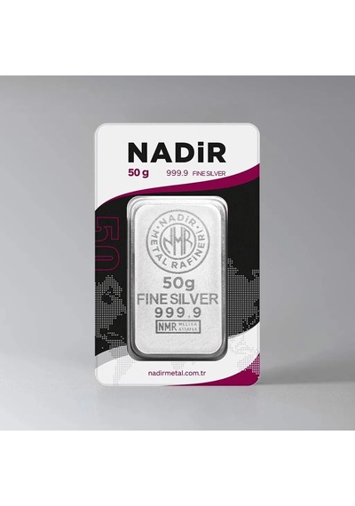 50 Gram Külçe Gümüş 999 / 999,9 Saflık Yatırımlık Gram Gümüş, Rafineri Ambalajlı