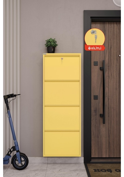 Ceha Kilitli 4'lü Metal Ayakkabılık - Açık Sarı/butter K.AYK-4/M1812/KL