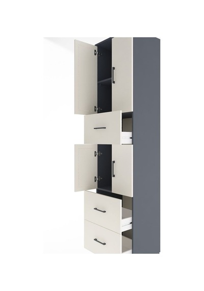 Hyperion Dolap 3 Raflı 3 Çekmeceli 4 Kapaklı 60x44x243 Antrasit-aytaşı Antrasit