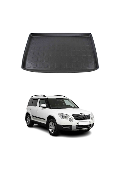 Skoda Yeti 2010-2019 Arası Uyumlu Araca Özel Kauçuk Tpe Bagaj Havuzu Siyah İnce Stepneli Model İçin