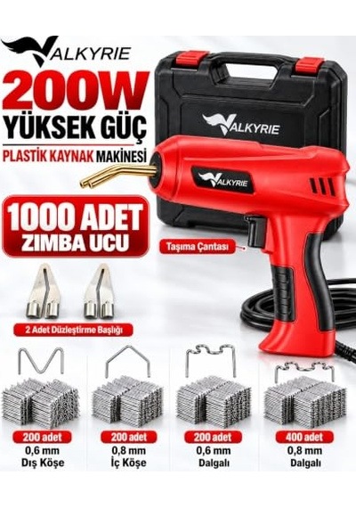 Valkyrie 200w Plastik Kaynak Makinesi 1000 Zımba Uçlu Çantalı Tamir Seti Düzleştirme Başlıklı