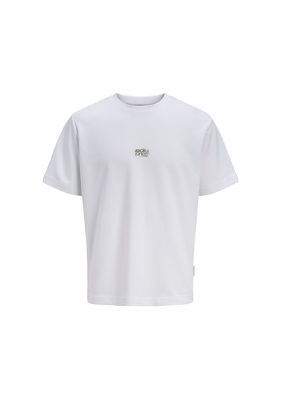 Jack & Jones Core Erkek Tişört Ön Baskılı Kısa Kollu Bisiklet Yaka Beyaz